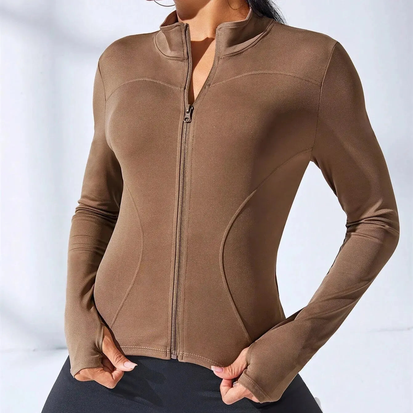 Women's Slim Fit Yoga Zip Jacket – Body Sculpting Short Sports Coat
