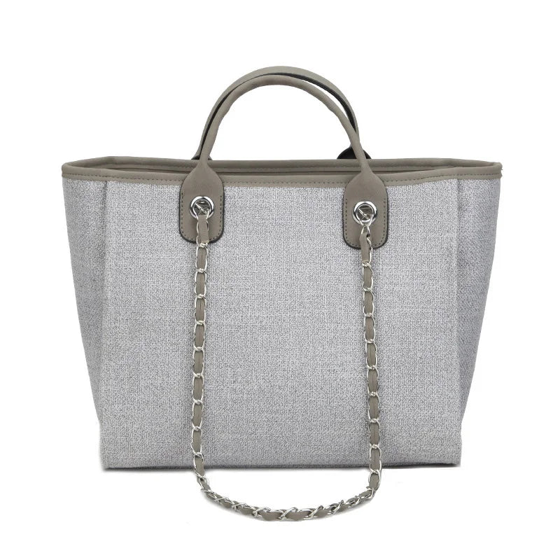 Women Tote Bags Fashion Canvas Large Capacity Handbag Casual Chains Shoulder Bags Ladies Big Messenger Bag Shopping Bag