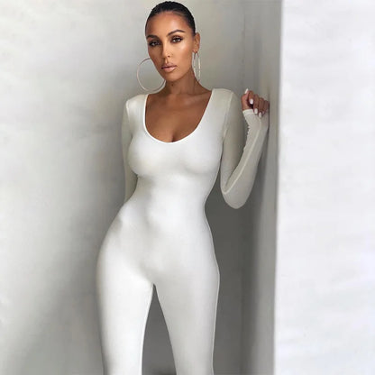 Women's Bodycon Jumpsuit – Long Sleeve Slim Fit Romper