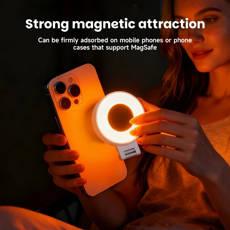 Portable Magnetic Beauty Light with Mirror, USB Rechargeable Selfie Light for Makeup