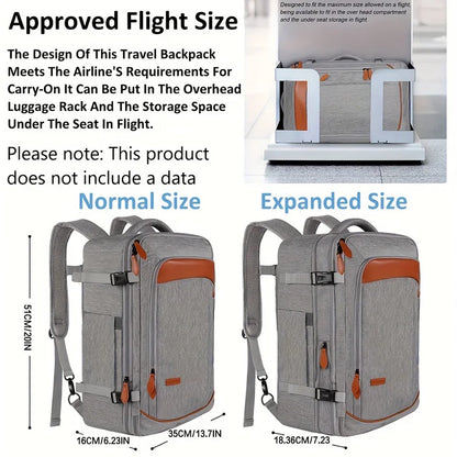 Mochila de viaje con puerto de carga USB, múltiples bolsas organizadoras y compartimento para zapatos, mochila de equipaje de gr
