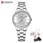 CURREN Luxury Watch Women Ring Necklace Earrings Rhinestone Fashion Wristwatch Female Casual Ladies Watches Bracelet 5PCS Set
