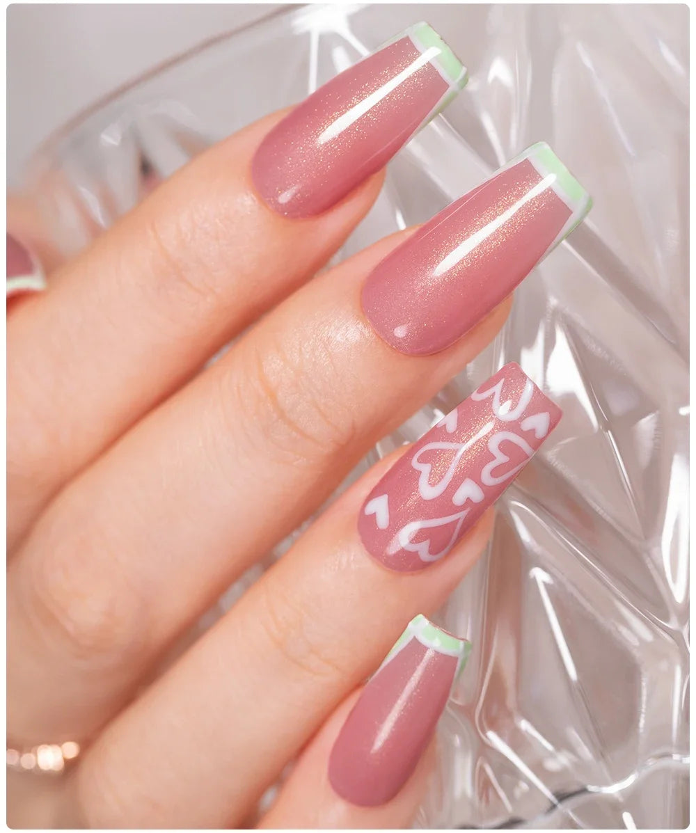30ML Glitter Poly Nail Gel Hema Free Pink Glitter Acrylic Gel Finger Extension Nail Gel Semi-Permanent Nail Varnish For Manicure
