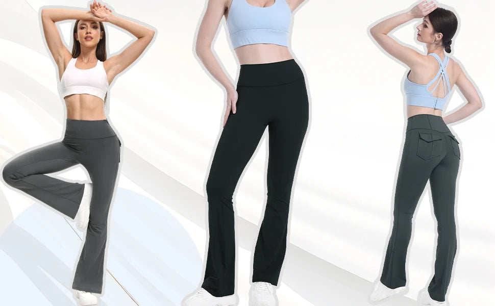 Women's High Waist Flare Yoga Pants – Tummy Control Bootcut Leggings