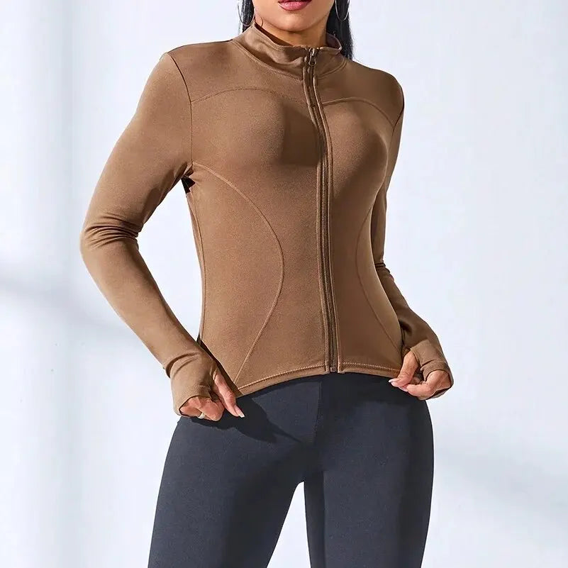 Women's Slim Fit Yoga Zip Jacket – Body Sculpting Short Sports Coat