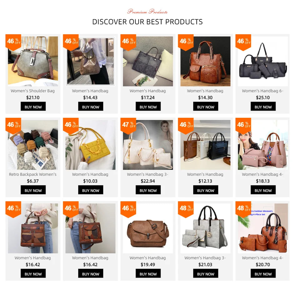 Women's Handbag 3-piece Set Women's Shoulder Bag Fashion Purse Vintage Leather Bag Large Capacity Handbag Inclined Shoulder Bag