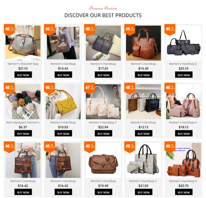 Women's Handbag 3-piece Set Women's Shoulder Bag Fashion Purse Vintage Leather Bag Large Capacity Handbag Inclined Shoulder Bag