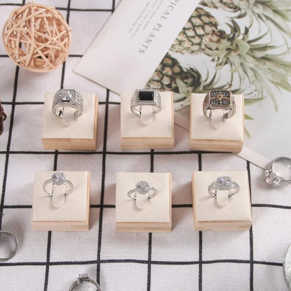 Wooden Ring Display Stand Rings Organizer Jewelry Holder Jewelry Show Props Jewelry Box Packaging Leather And Velvet Case