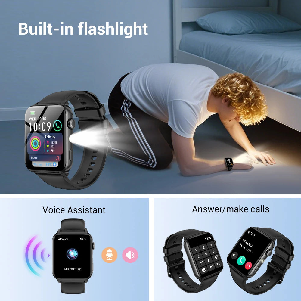 Blackview 2025 R30 Max Smartwatch with Flashlight 1.91'' TFT Screen Health Monitoring Bluetooth Call Watches for Men Women Gifts