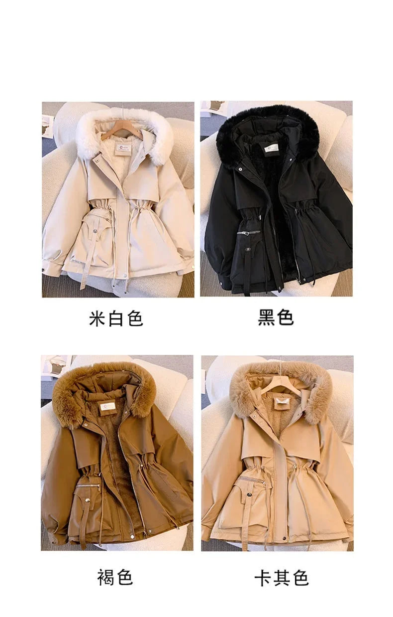 Detachable Pai Overcomes Women's Winter 2026 New Casual Down Cotton Thicken Hooded Coat Female loose Warm Wool Overcoat