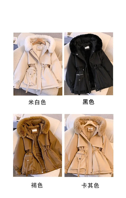 Detachable Pai Overcomes Women's Winter 2026 New Casual Down Cotton Thicken Hooded Coat Female loose Warm Wool Overcoat