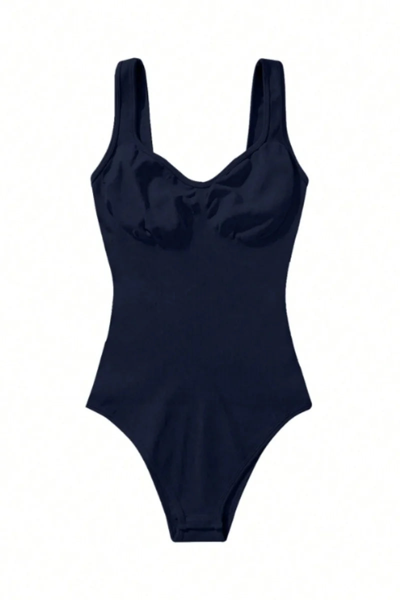 Women's Seamless Yoga Bodysuit – Low Neck Sleeveless Fitness Top