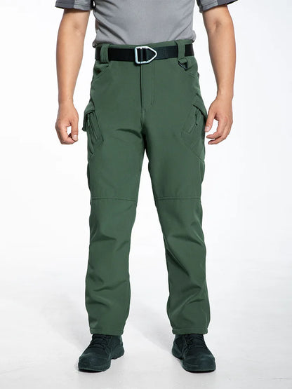 Men's Fleece Lined Winter Warm Tactical Pants Waterproof Hiking Casual Thermal Work Cargo Pants Insulated Skiing Outdoor Sports