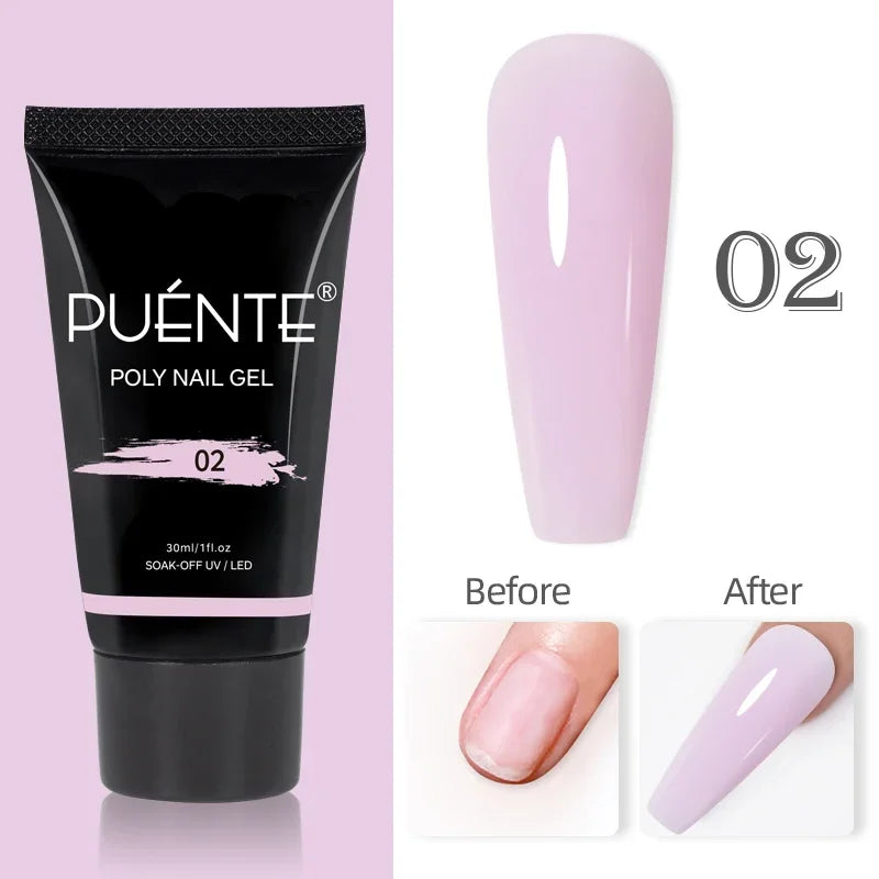 30ML Glitter Poly Nail Gel Hema Free Pink Glitter Acrylic Gel Finger Extension Nail Gel Semi-Permanent Nail Varnish For Manicure