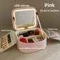 Makeup Bag With LED Mirror Large Capacity Travel Portable With Toilet Storage Bag and Mirror Women's Makeup Bag Organizer