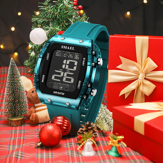SMAEL Digital Watches Big Dial Rectangle Sport Watches LED Date 8108 Digital Watches 50m Waterproof Shockproof Men's Wristwatch