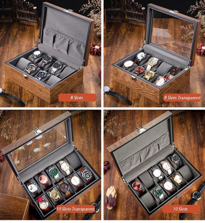 Wooden Watch Box Mens Watch Case Storage Box Travel Luxury Watches Organizer Display Collection Portable Storage Boxes Men Gift