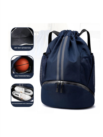 Sport Drawstring Backpack – Dry & Wet Separation Gym Bag