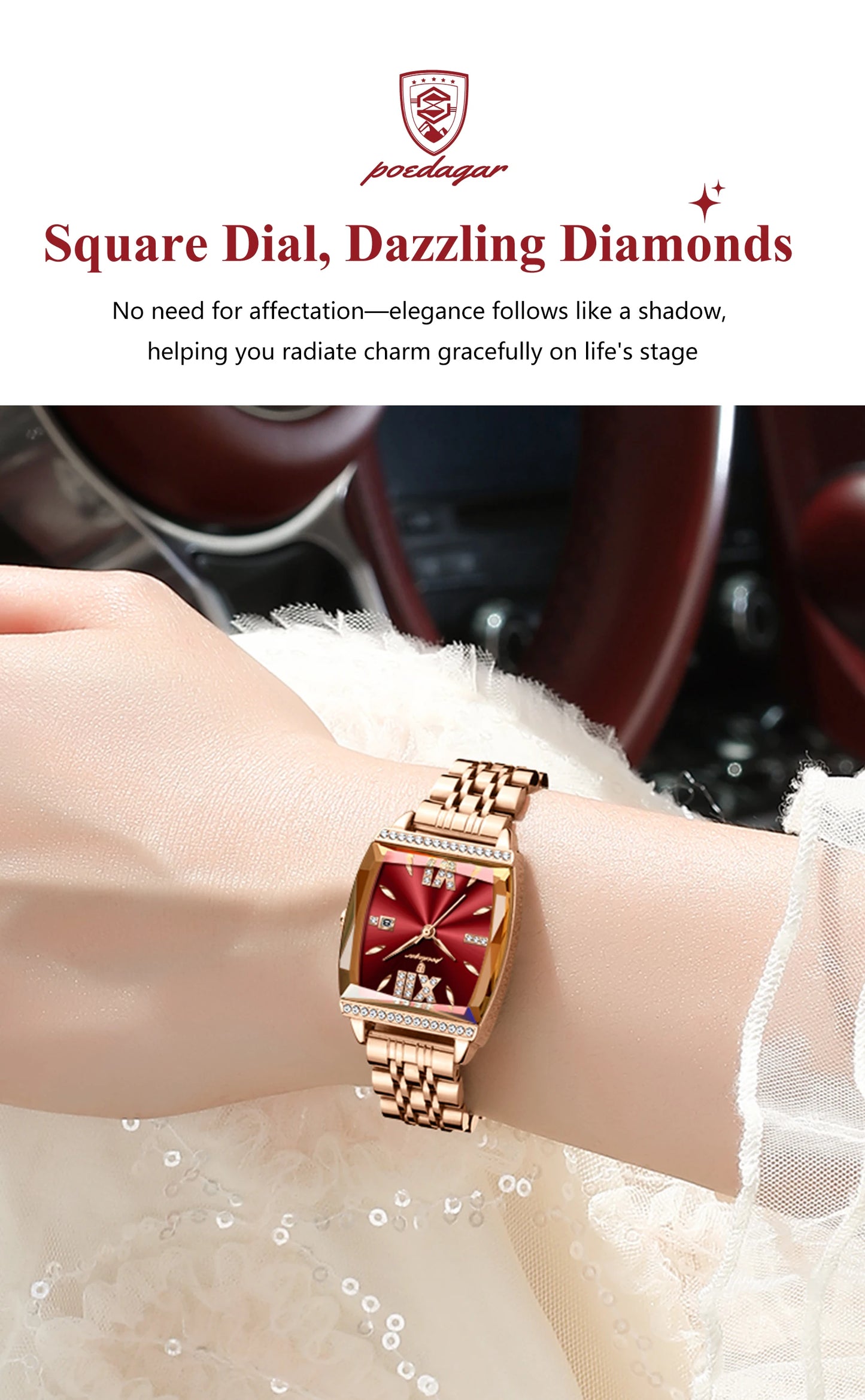 POEDAGAR Elegant Woman Watches High Quality Date Waterproof Luxury Ladies Watch Stainless Steel Casual Quartz Women's Wristwatch