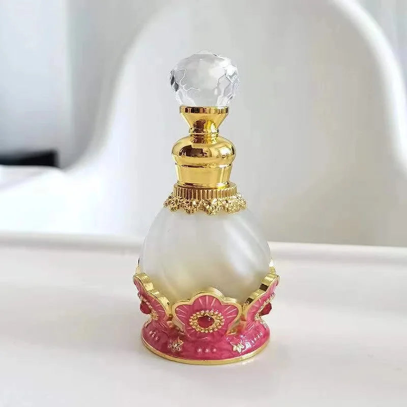 15ml Retro Arabic Dubai Metal Flower Perfume Bottle Essential Oil Attar Refillable Bottle Plum Blossom Flower Design 886