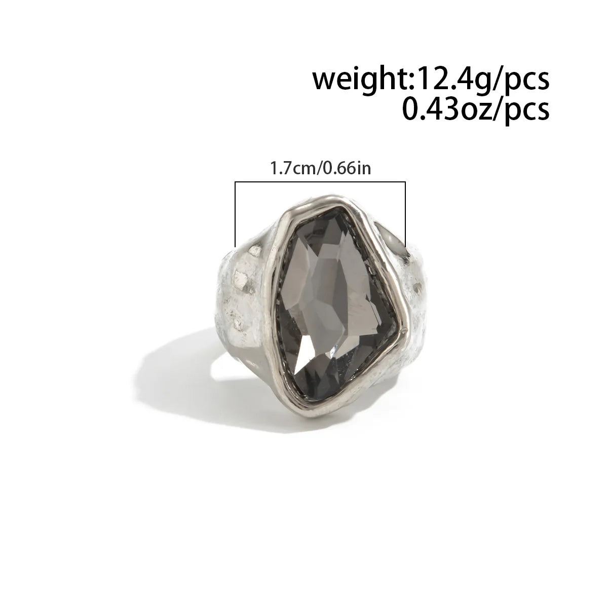 New Grey Crystal Geometric Ring Women Minimalist Design Silver Color Square Finger Rings Asymmetrical Zircon Daily Wear Jewelry