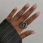 New Grey Crystal Geometric Ring Women Minimalist Design Silver Color Square Finger Rings Asymmetrical Zircon Daily Wear Jewelry