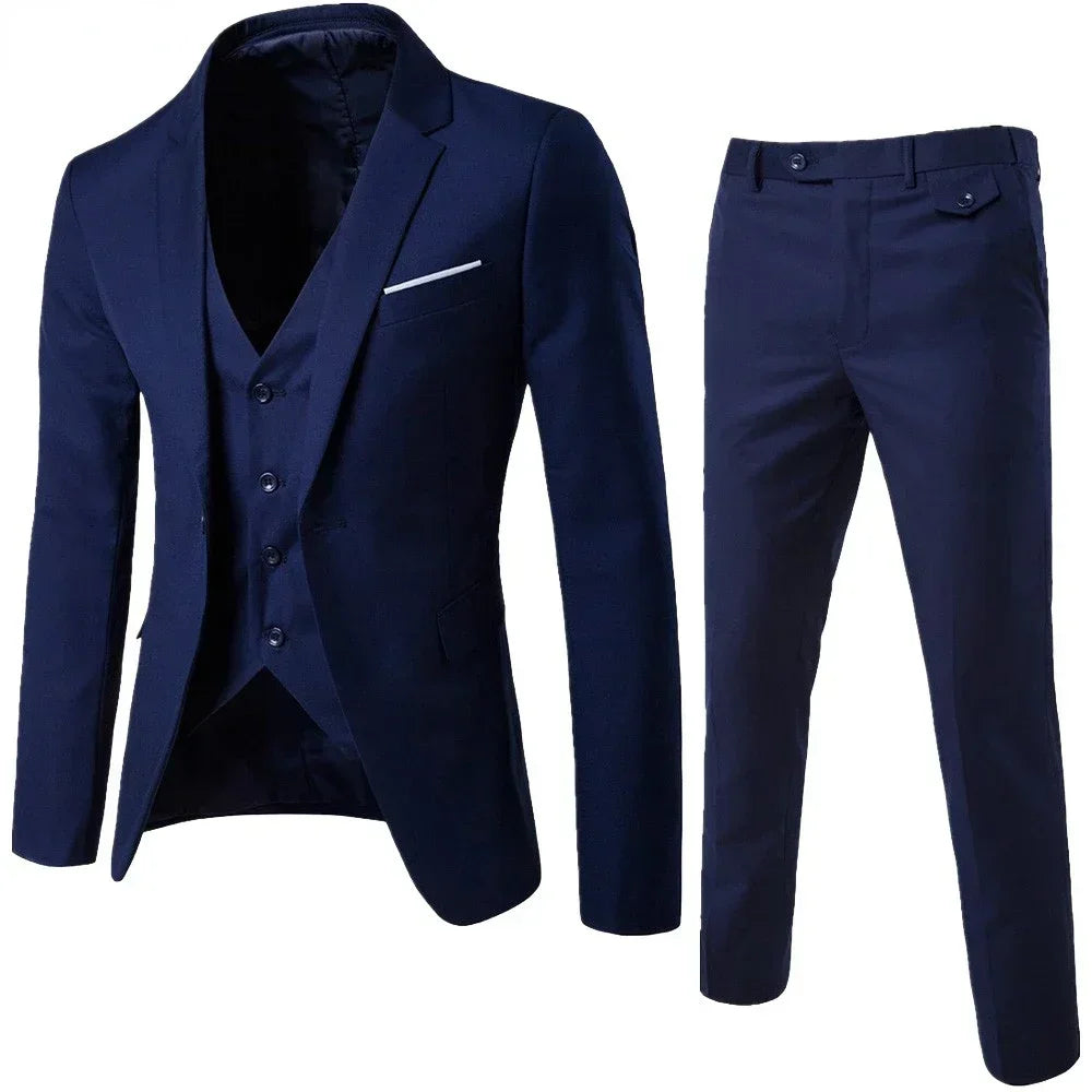 Suits For Men 3 Pieces Set Elegant Wedding  Fashion Classic Full Jackets Vest Pants Blazers Outfit 2026 Formal Costume