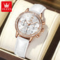 OLEVS 9933 Women' Watches Luxury Brand Diamond Quartz Wristwatch Waterproof Luminous   Leather Strap Multifunction Ladies Watch