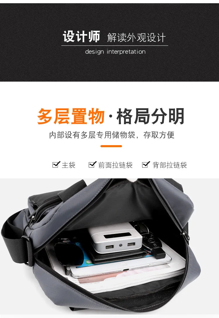 Men's High Capacity Hand Bags New Trendy Cool Men's Shoulder Bags Nylon Messenger Bags Travel Handbag Crossbody Bag Sling Bag
