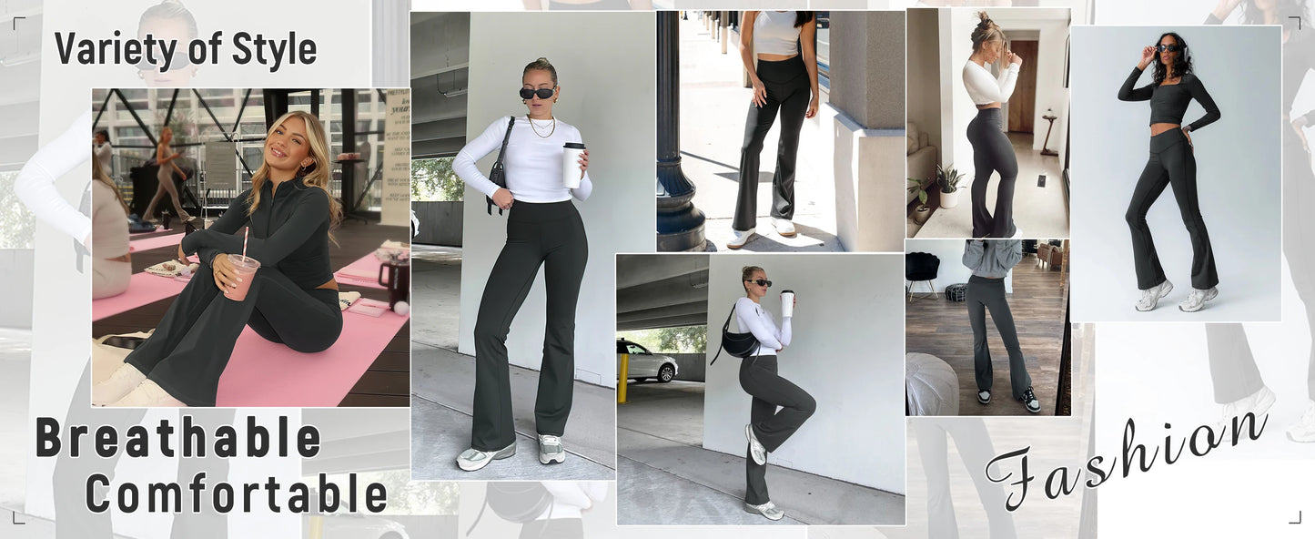 Women's High Waist Flare Yoga Pants – Tummy Control Bootcut Leggings