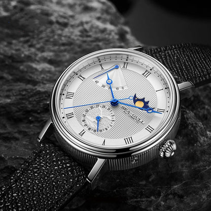 Seagull Men's Business Wristwatch Moon Phase Leather Luxury Automatic Mechannical Men's Watches 50M Waterproof relogio 6092