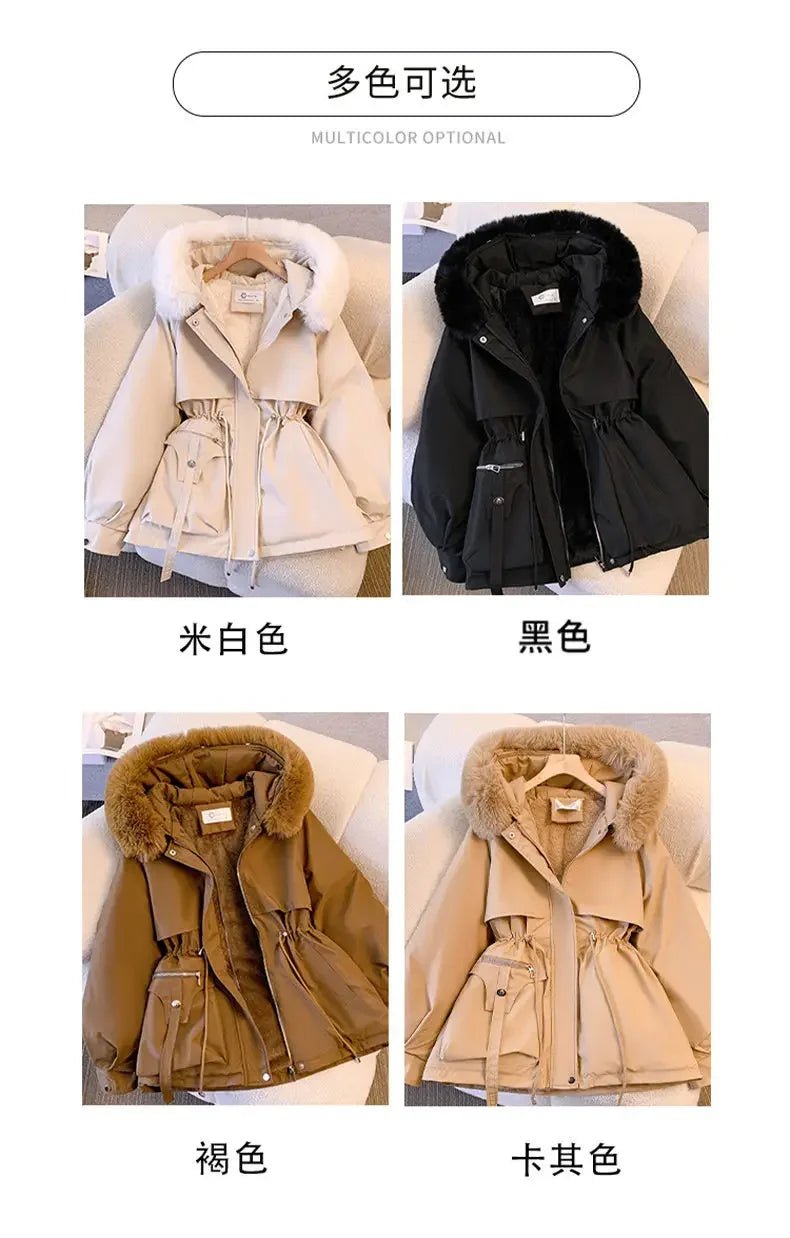 Detachable Pai Overcomes Women's Winter 2026 New Casual Down Cotton Thicken Hooded Coat Female loose Warm Wool Overcoat