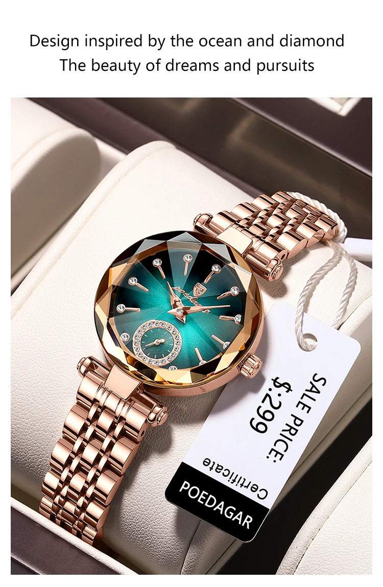 POEDAGAR Elegant Luxury Women's Quartz Watches Waterproof Stainless Steel Watch for Woman Casual Fashion Ladies Wristwatch reloj