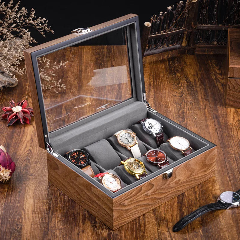 Wooden Watch Box Mens Watch Case Storage Box Travel Luxury Watches Organizer Display Collection Portable Storage Boxes Men Gift