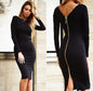 Spring new large size Bodycon dress Solid Color Round