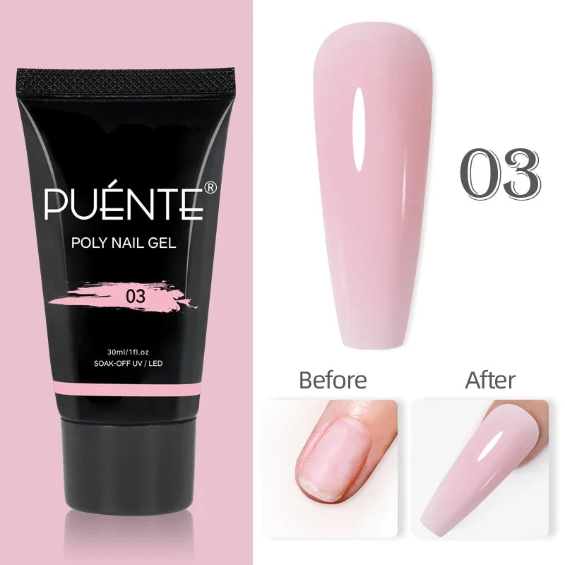30ML Glitter Poly Nail Gel Hema Free Pink Glitter Acrylic Gel Finger Extension Nail Gel Semi-Permanent Nail Varnish For Manicure