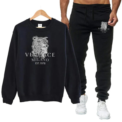 Men's Autumn Round Neck Sweatshirt + Sweatpants Luxury for Men