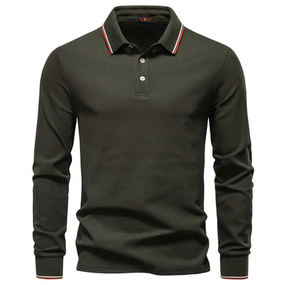 2025 Autumn New Men's Deer Embroidery Cotton Rich Blend Breathable Polo Shirts Long Sleeve Social Business Golf Polo Shirts Male