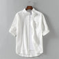 LEGIBLE Summer Shirts Men Loose Thin Cotton Short Sleeve Shirts Male Fashion Stand Solid Color 4XL 5XL