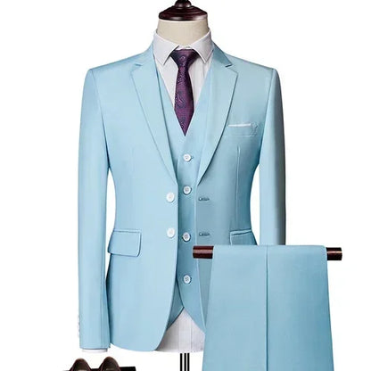 Suits For Men 3 Pieces Set Elegant Wedding  Fashion Classic Full Jackets Vest Pants Blazers Outfit 2026 Formal Costume