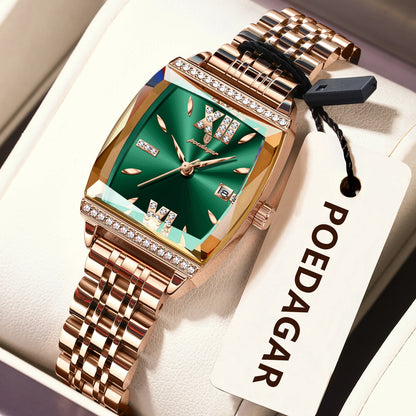 POEDAGAR Elegant Woman Watches High Quality Date Waterproof Luxury Ladies Watch Stainless Steel Casual Quartz Women's Wristwatch