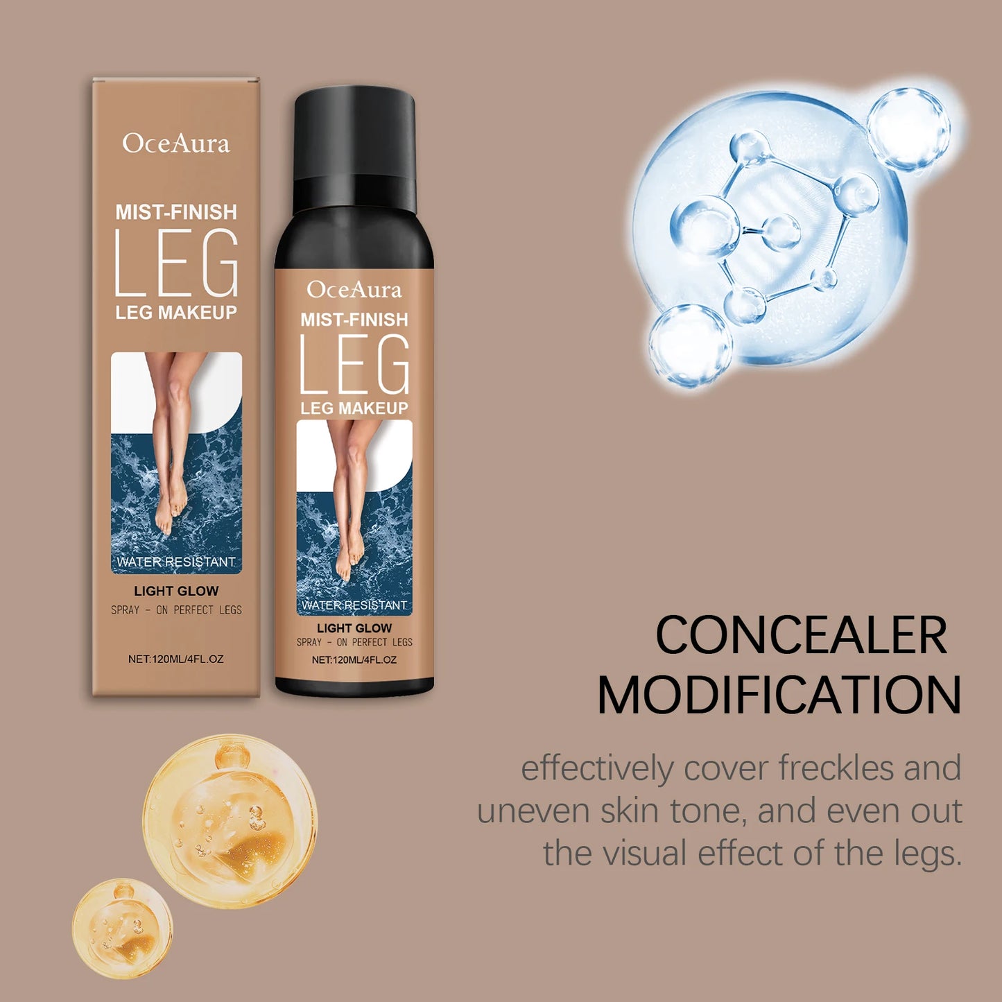 Bronze Leg Makeup Liquid Concealer Even Skin Tone Lasting Moisturizing Body Foundation Cover Tattoo Blemish Fake Tanning Spray