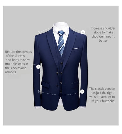 Suits For Men 3 Pieces Set Elegant Wedding  Fashion Classic Full Jackets Vest Pants Blazers Outfit 2026 Formal Costume