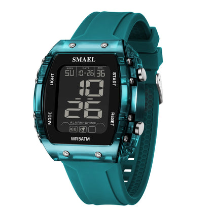 SMAEL Digital Watches Big Dial Rectangle Sport Watches LED Date 8108 Digital Watches 50m Waterproof Shockproof Men's Wristwatch