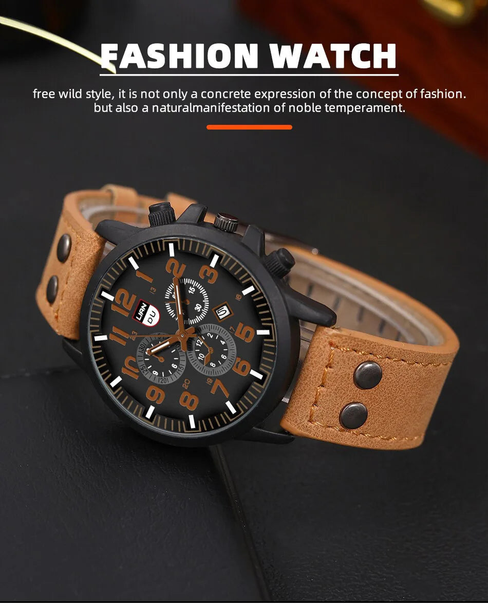 Luxury Brand Watch Men Leather Sports Watches Men's Army Military Quartz Wristwatch Male Clock Relogio Masculino Reloj Hombre
