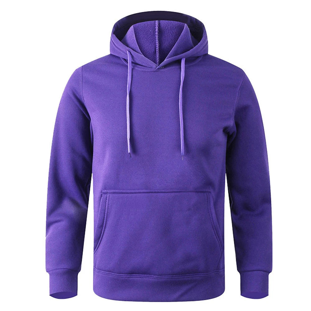 Unisex Casual Hoodie – Solid Color Pullover Sweatshirt