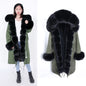 Maomaokong Winter Woman Natural Fur Overcoat Plus Size Black Parkas Raccoon Real Fur Lining Extra Larg Warm Jacket Coats Long