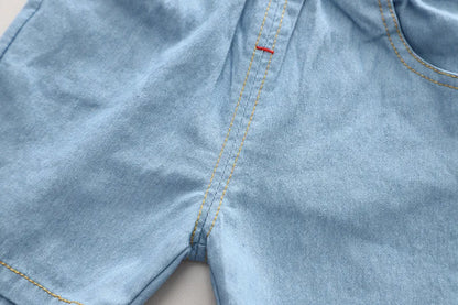 Summer Baby Boys Denim Clothes Suit Children Outfits Fashion Solid Shirt Shorts 2Pcs/Sets Toddler Casual Costume Kids Tracksuits