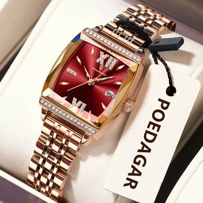 POEDAGAR Elegant Woman Watches High Quality Date Waterproof Luxury Ladies Watch Stainless Steel Casual Quartz Women's Wristwatch