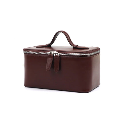 Customized name leather hand-held makeup case and beauty bag, portable storage large-capacity handbag